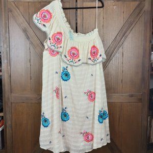 Plenty by Tracy Reese Ivory embroidered one-shoulder dress 3x Anthropologie NWT